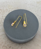 Rear View of Aarna Sterling Silver Gold Plated Rose Quartz Earrings