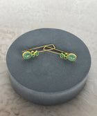 Side View of Aarna Sterling Silver Gold Plated Green Aventurine Gem Earrings