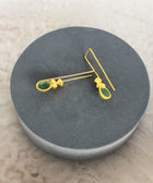 Rear View of Aarna Sterling Silver Gold Plated Green Aventurine Gem Earrings