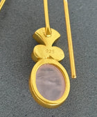 Close Up View of Aarna Sterling Silver Gold Plated Rose Quartz Earrings