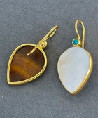 Close Up Shot of Chadni Pearl Teardrop Earrings Made from Sterling Silver & Gold Plated