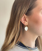Lifestyle Shot of Chadni Pearl Teardrop Earrings Made from Sterling Silver & Gold Plated