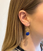Model View of Advika Sterling Silver Gold Plated Bezel Set Lapiz Lazuli Earring