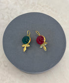 Maryam Earrings Made with Sterling Silver & Gold Plated Set with Red Quartz or Green Onyx Gemstones