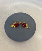 Maryam Sterling Silver Gold Plated Handcrafted Red Quartz Gem Earrings