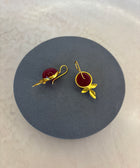 Rear Shot of Maryam Sterling Silver Gold Plated Handcrafted Red Quartz Gem Earrings