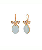 Silver Sterling Earring Gold Plated with Aqua Stone Handmade Side Shot View