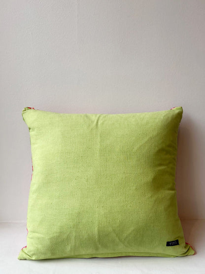 Pink and Lime Green Diamond Pattern Cushion Cover