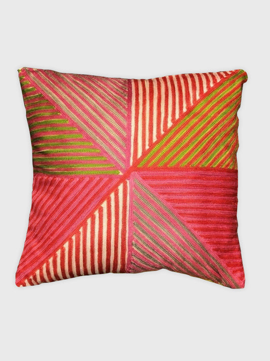 0215-Pink and Lime Green Diamond Pattern Cushion Cover