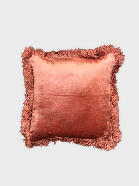 Pink Velvet Fringe Cushion Cover