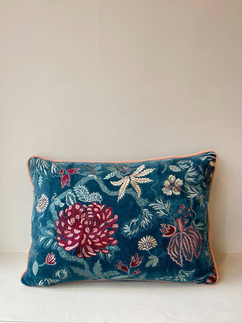Garden of Jewels Embroidered Velvet Cushion Cover - House of Roya