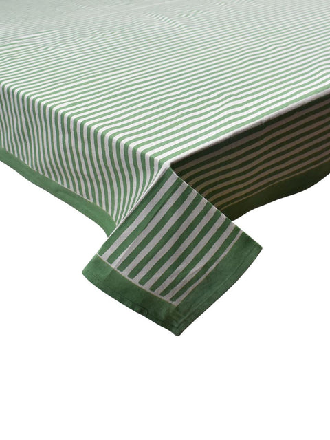 Fern Green Stripe Jaipuri Tablecloth