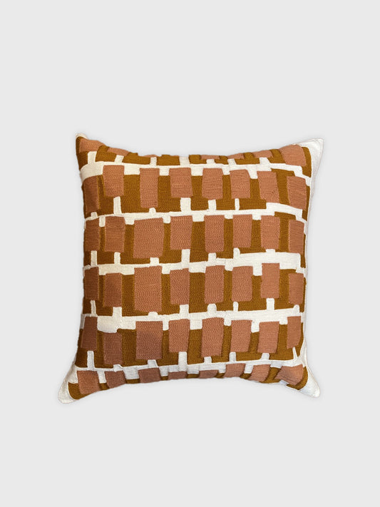 Geometric Block Embroidered Cushion Cover