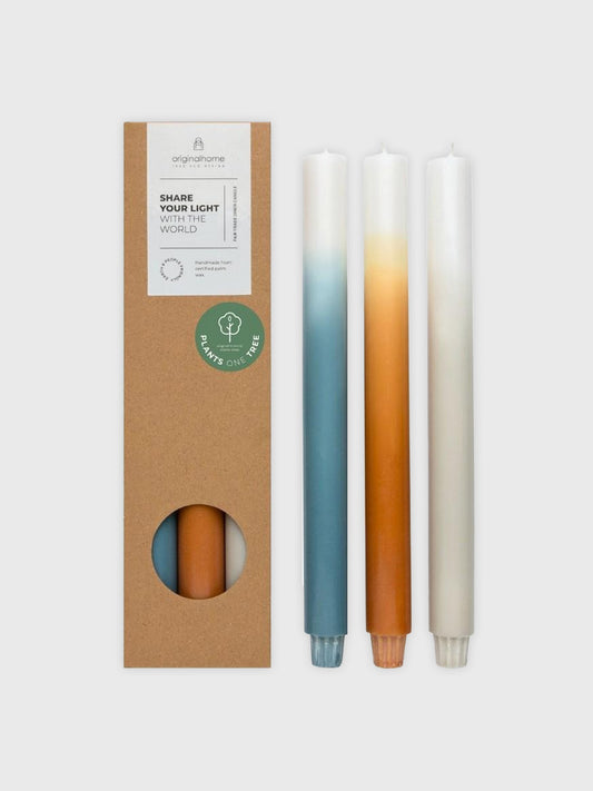 Gradient Candles Set of 3 - Clean Ocean