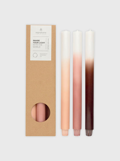 Gradient Candle Set of 3 - Dusty Rose