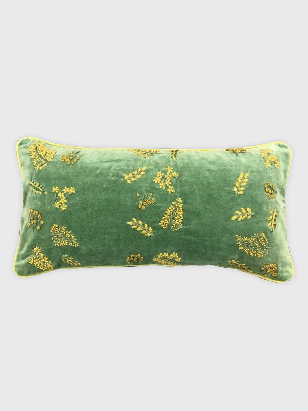 0215-Green & Yellow Velvet Cushion Cover