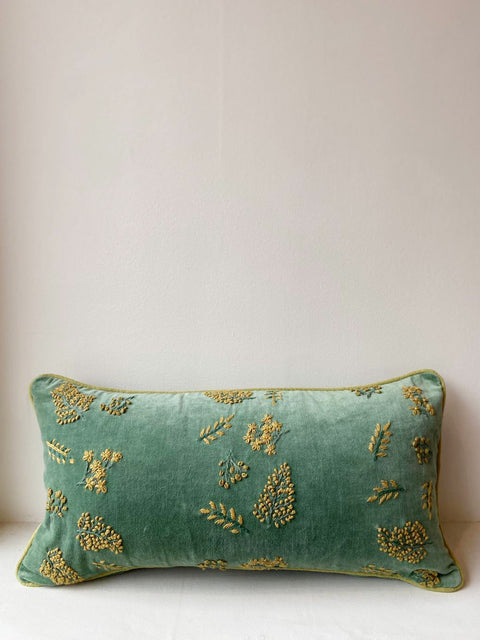 Green & Yellow Velvet Cushion Cover