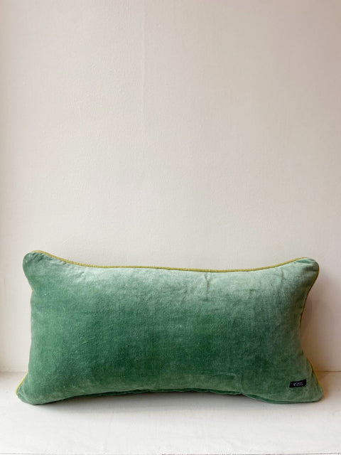 Green & Yellow Velvet Cushion Cover