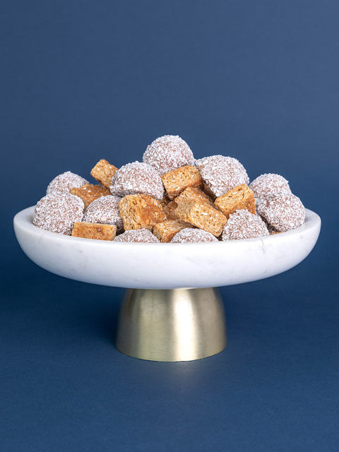 Marble and Brushed Gold Cake Stand - House of Roya