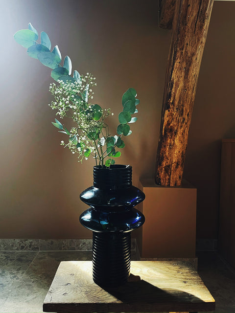 Indigo Blue Cut Lotus Cut Vase