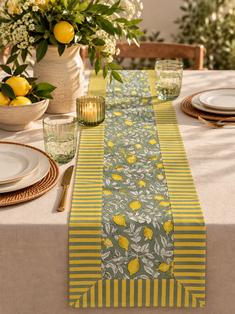 Lemon Green 170cm x 33cm Jaipuri Table Runner