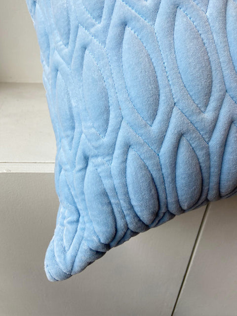 Quilted Velvet - Light Blue Cushion Cover