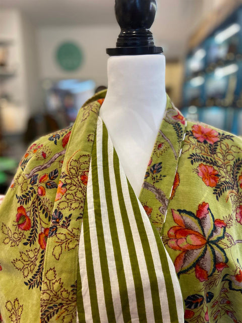 Lime Green Velvet Kimono - House of Roya