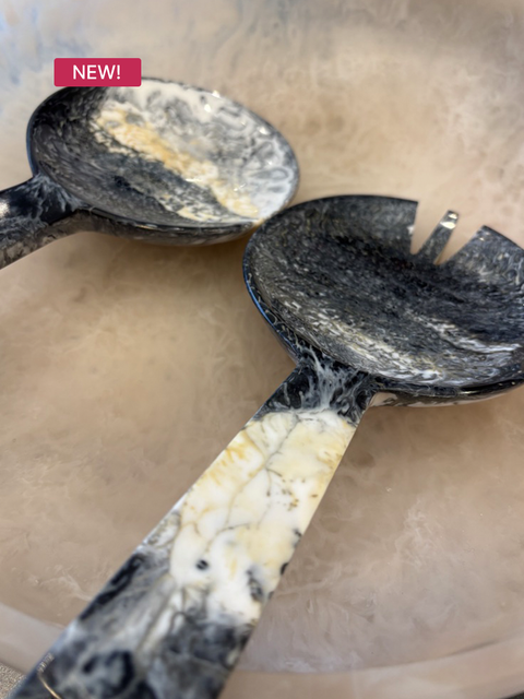 Chunky Monochrome Resin Salad Servers