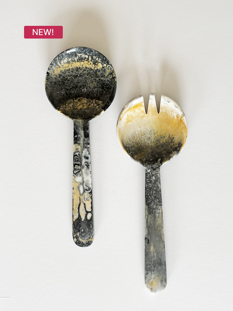 Chunky Monochrome Resin Salad Servers