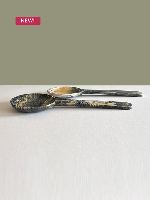 Chunky Monochrome Resin Salad Servers