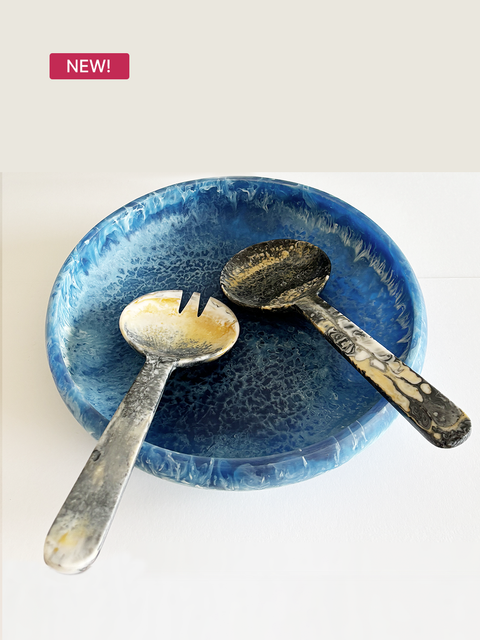 Chunky Monochrome Resin Salad Servers