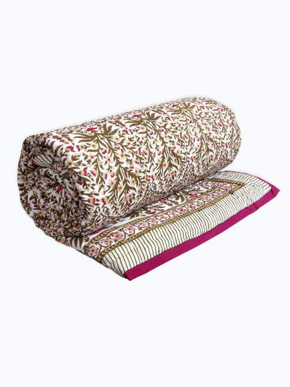 Morris Flower Cumin Queen Quilt - 210cm x 265cm