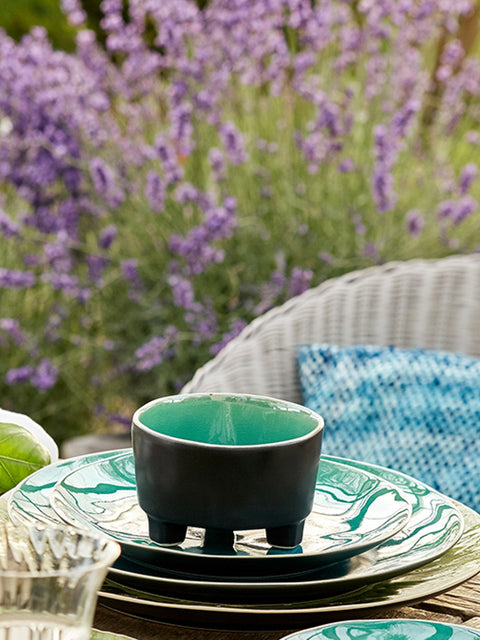 Riviera Azure Footed Soup Bowl 14cm - House of Roya