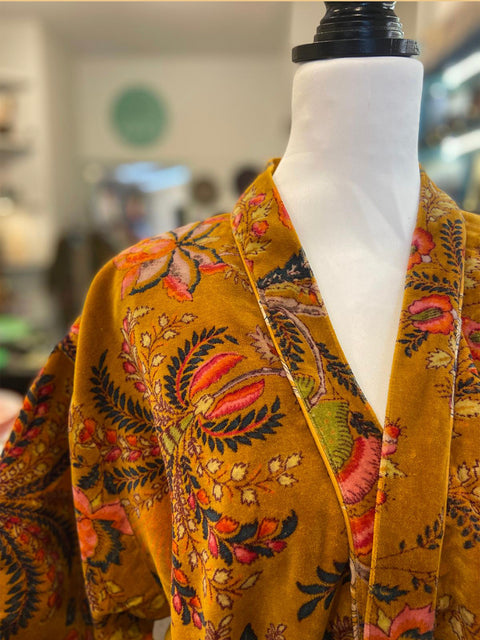 Ochre Velvet Kimono - House of Roya