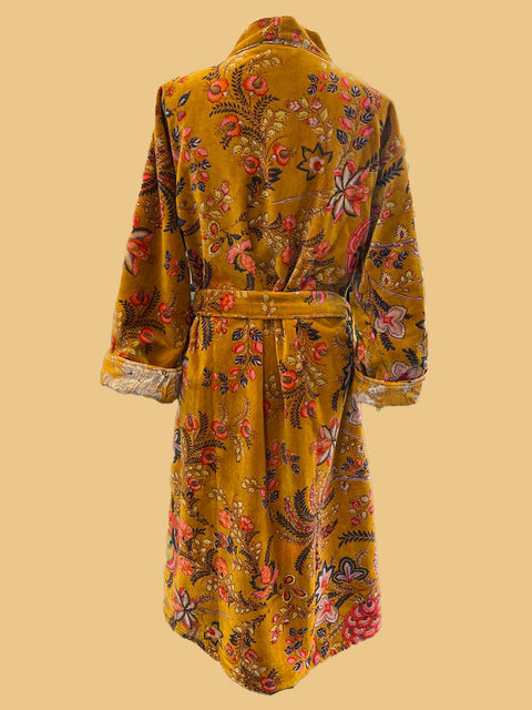 Ochre Velvet Kimono - House of Roya