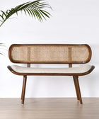 Lifestyle shot of Brown Amaya Teak & Cane Wood Bench 