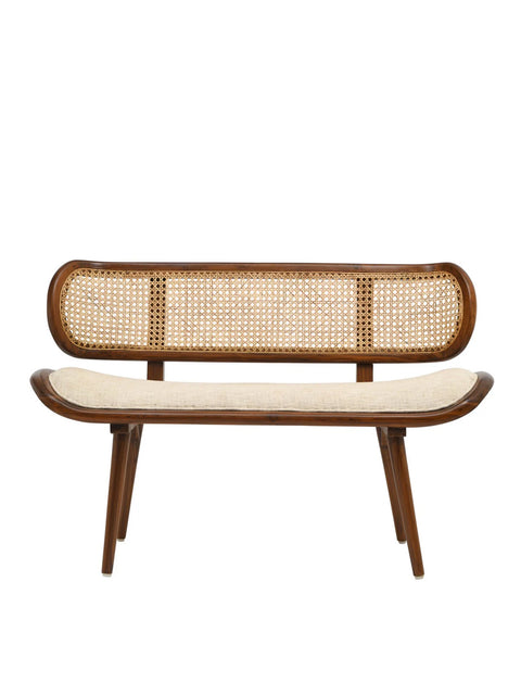 Brown Colour Amaya Teak & Weaved Cane Wood Handcrafted Bench