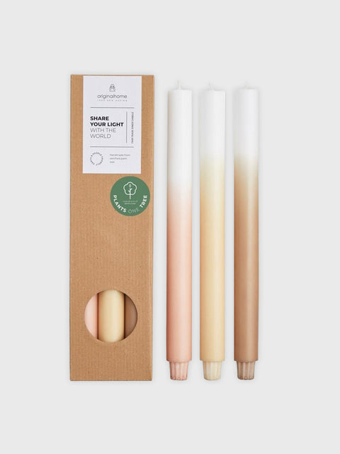 Gradient Candles Set of 3 - Limestone - House of Roya
