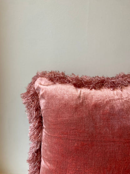 Dusty Pink with Fringed Cushion Cover