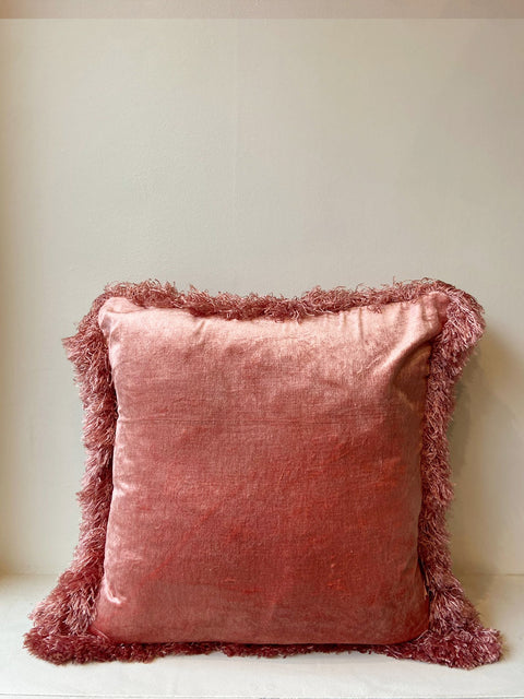 Dusty Pink with Fringed Cushion Cover