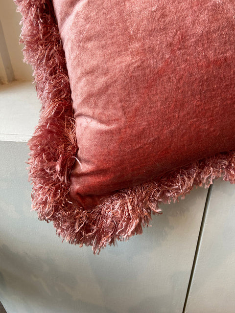 Dusty Pink with Fringed Cushion Cover