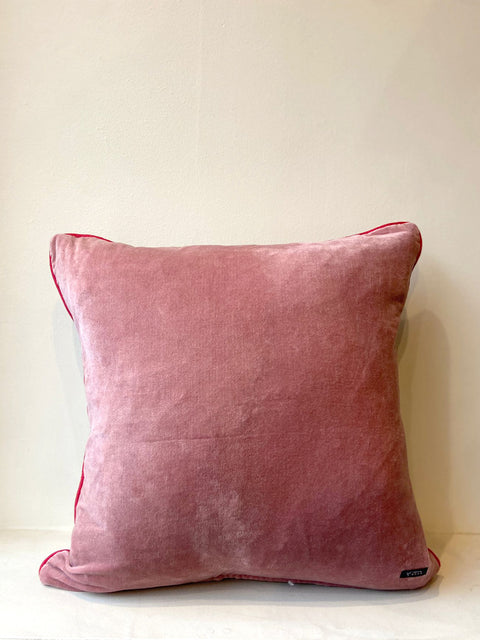 Pink Bamboo Scene Embroided Cushion Cover