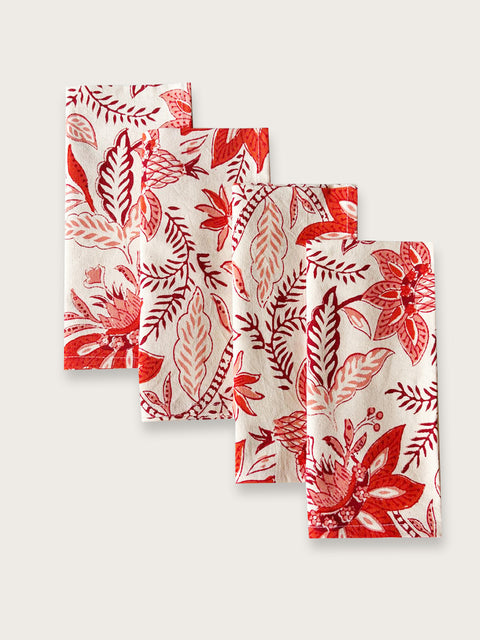 Red/White Reverie Jaipuri Napkin - Single