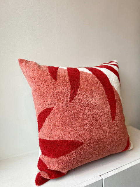 Red Leaf Soft Embroidered Cushion Cover