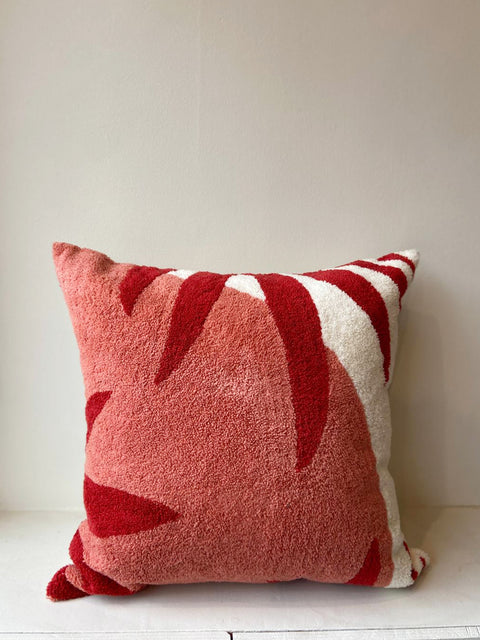 Red Leaf Soft Embroidered Cushion Cover