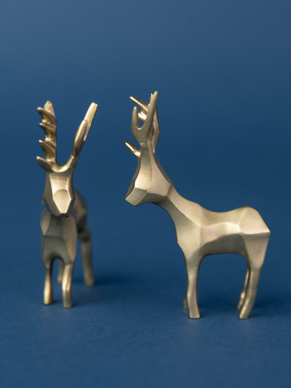 Origami Style Brass Reindeer