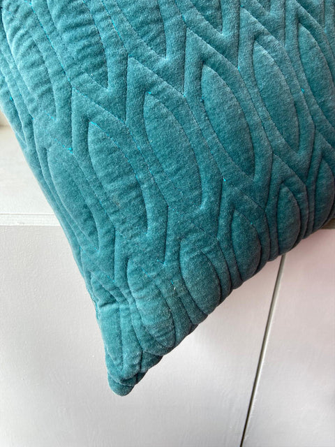 Quilted Velvet Teal Cushion Cover - House of Roya