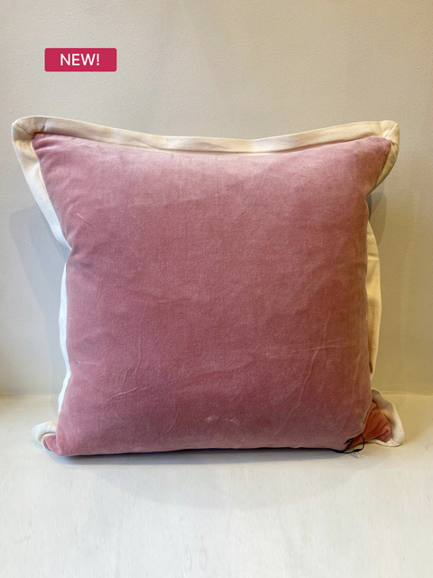 Blush Pink Velvet Cushion Cover | Luxury Twill Trim - House of Roya