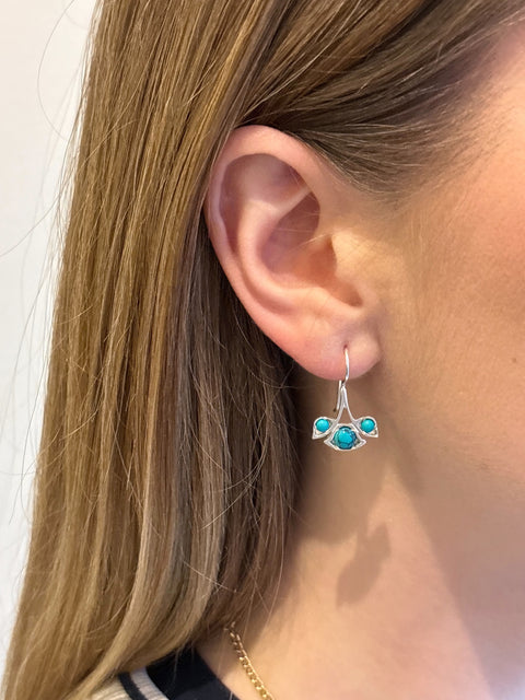 Model View of Sterling Silver Nayantara Turquoise Gem Set Earrings