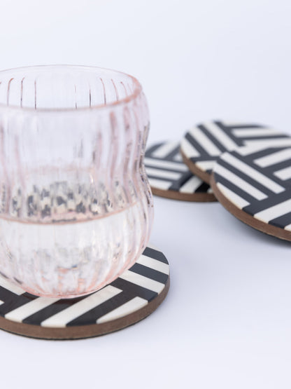 0215-Striped Resin Coasters - Set of 4